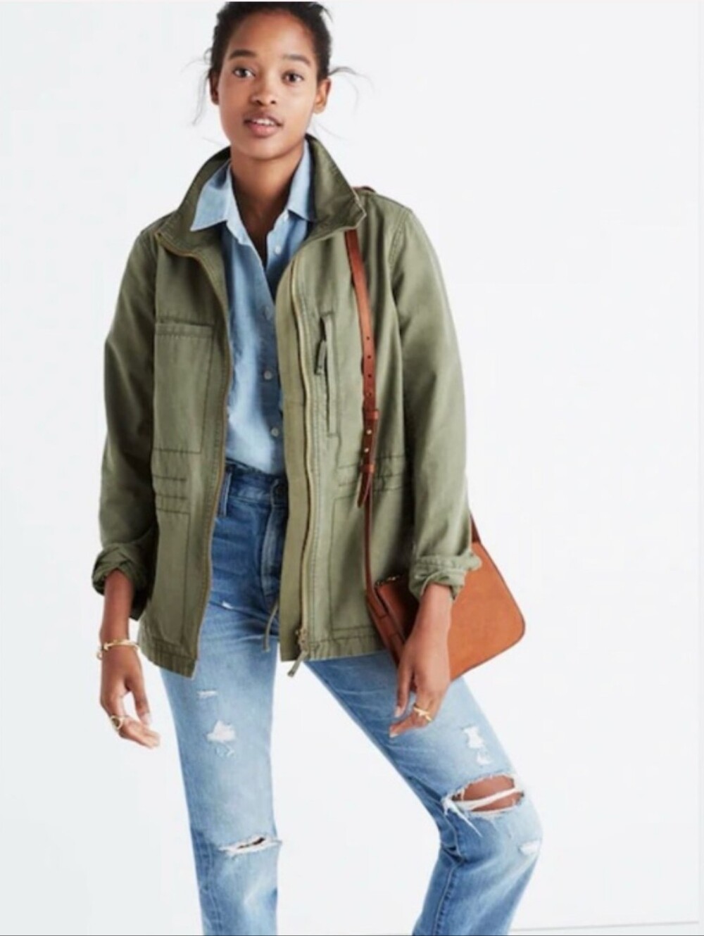 Madewell Fleet Army Olive Utility Zip-Front Women's Jacket Medium